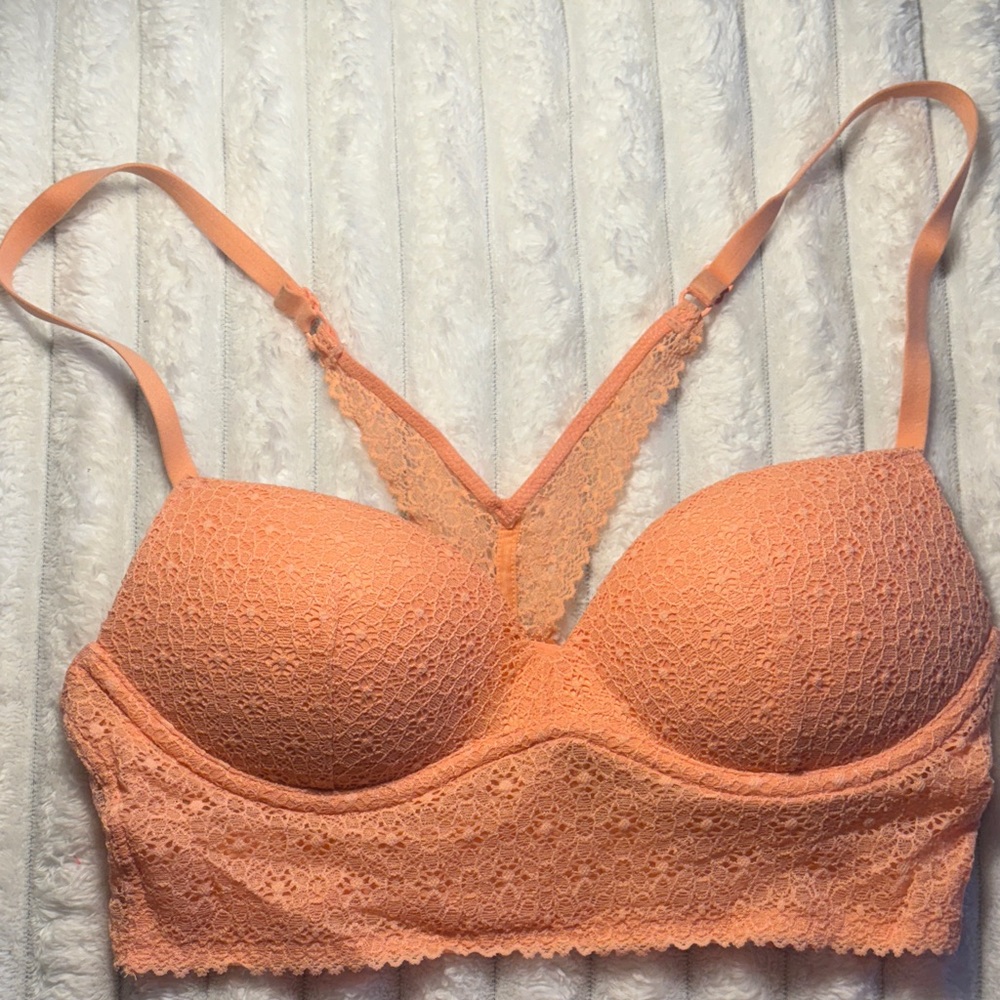 Victoria's Secret Lace Body Bralette in Coral
